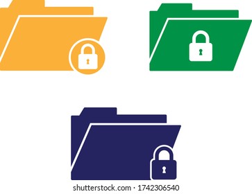 file lock icon. lock folder icon set