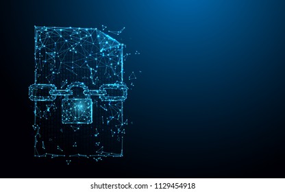 File Lock Icon Form Lines, Triangles And Particle Style Design. Illustration Vector