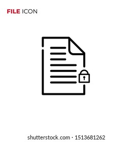 File lock icon vector on white background