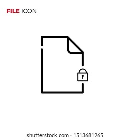 File lock icon vector on white background