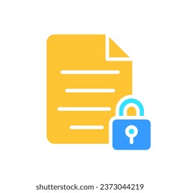 File with lock line icon. Information, folder, document, work, computer, saving. Vector color icon on a white background for business and advertising.
