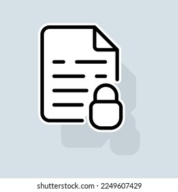 Archivo con icono de línea de bloqueo. Contraseña, protección, hackeo, contraseña de wifi, Internet, protección de red. Concepto de seguridad. Icono de línea de emoticono de vectores en fondo blanco