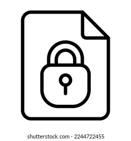 File with lock line icon. Personal data protection, password-protected files, hacking, personal information security. Security concept. Vector line icon on white background