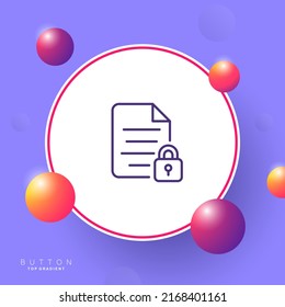 Archivo con icono de línea de bloqueo. Información privada, datos personales, protección, contraseña, autenticación de dos actores. Concepto de defensa. Icono de línea de vector para negocios y publicidad