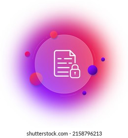 File with lock line icon. Protect Information. Password, security, important data. Defense concept. Glassmorphism style. Vector line icon for Business and Advertising