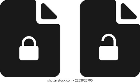 File locked icon. Document with padlock symbol. Vector illustration.