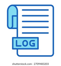 File Log Icon Blue Color Style Vector Illustration