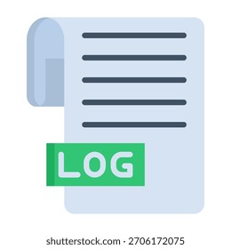 File Log Icon Flat Style Vector Illustration