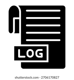 File Log Icon Glyph Style Vector Illustration
