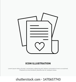 File, Love, Heart, Wedding Line Icon Vector. Vector Icon Template background
