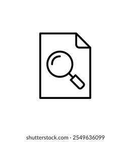 File and magnifying glass. Data investigation, file search. Pixel perfect vector icon