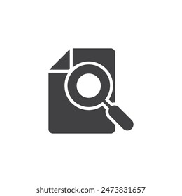 Ablage mit Lupensymbol für die Vektorgrafik. Gefülltes Flachzeichen für mobiles Konzept und Webdesign. Symbol für Suchen von Dateien. Symbol für Dokumentscan, Logo-Illustration Vektorgrafik-Grafiken