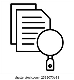 File Magnifying Outline Icon Vector Illustration