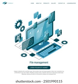 File management 3d isometric vector concept illustration