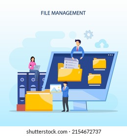 File management administration, folder, gallery, corporate office paperwork, flat vector