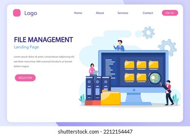 File management administration, folder, gallery, corporate office paperwork, flat vector