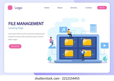 File management administration, folder, gallery, corporate office paperwork, flat vector