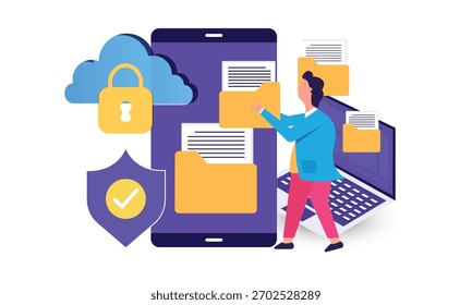 Concepto de gestión de archivos. compartir y transferir documentos de forma segura