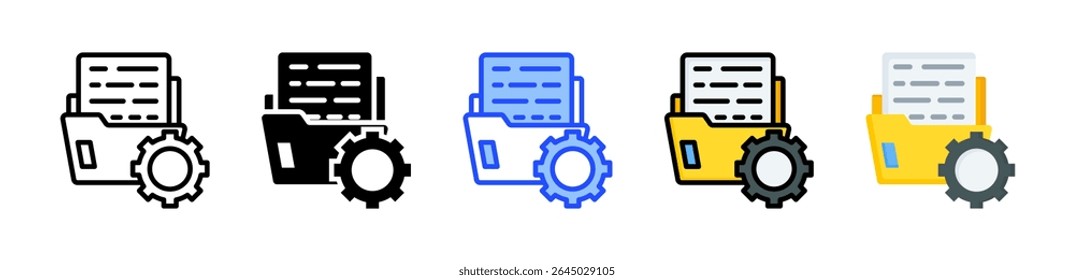 File Management Icon Collection With Multiple Styles