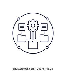 file management icon with folders, line vector