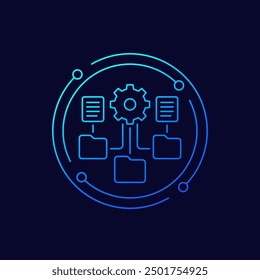 file management icon with folders, linear vector design