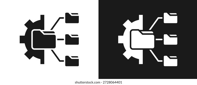 Icono De Administración De Archivos Conjunto De Glifos En Fondo Blanco Y Negro