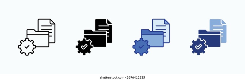 File management icon sheet multiple style collection isolated vector