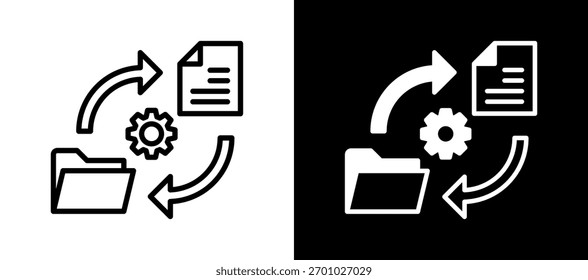 Icono de administración de archivos Ilustración vectorial whiteblack