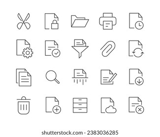 File Management Icons - Vector Line. Editable Stroke.