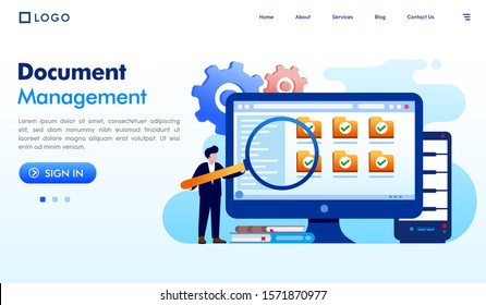 File management landing page website illustration vector flat design 