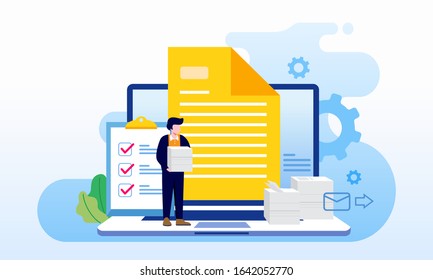 File Management Landing Page Website Illustration Stock Vector (Royalty ...