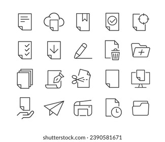 File Management - Line Icons - Vector Icons Set