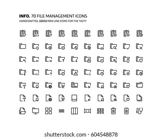 File management mini line, illustrations, icons, backgrounds and graphics. The icons pack is black and white, flat, vector, pixel perfect, minimal, suitable for web and print.