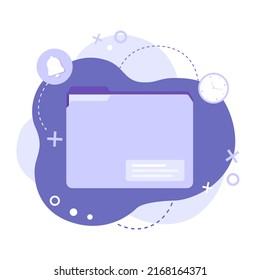 File management tools service concept. Vector illustration of file folder with social media icons on abstract shape background