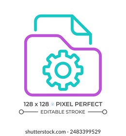 File management two color line icon. Digital files browser. Folders organization. Computer system customization bicolor outline symbol. Duotone linear pictogram. Isolated illustration. Editable stroke