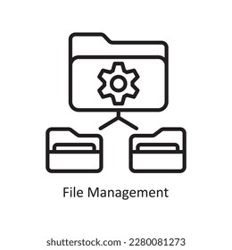 Ilustración de diseño de iconos de esquema del vector de administración de archivos. Símbolo de datos sobre el archivo EPS 10 de fondo blanco