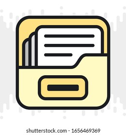 File manager or file browser app icon for smartphone, tablet, laptop or other smart device with mobile interface. Minimalistic color version on light gray background