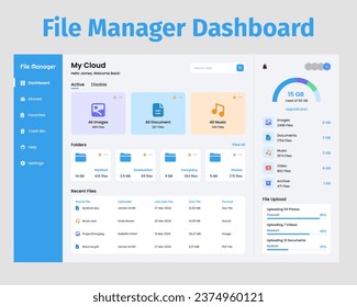 Dateimanager-Dashboard-UI-Kit. Geeignet für Datei-, Ordner- und Cloud-Zwecke.