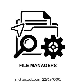 File managers icon. Folder with documents isolated on background vector illustration.