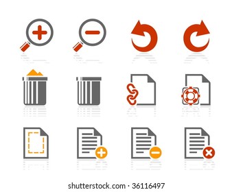 File manipulations icons. Vector icon set. Three color icons.