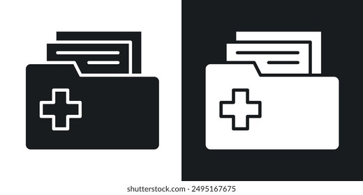 Icono de Vector médico de archivo establecido en estilo sólido.