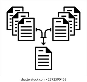 File Merge Icon, Combine, Join Together Multiple Files Into One Single File Vector Art Illustration