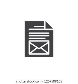 File message vector icon. filled flat sign for mobile concept and web design. Document file with envelope simple solid icon. Symbol, logo illustration. Pixel perfect vector graphics