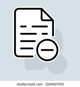 File with minus line icon. Like, dislike, clipboard with thumbs up, rate the service, clipboard with checkmark, rating, . Feedback concept. Vector sticker line icon on white background