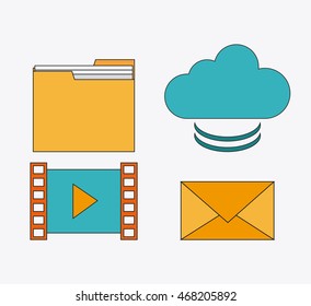 file movie envelope cloud connect communications social network icon. colorful illustration