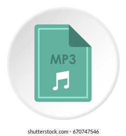File MP3 icon in flat circle isolated vector illustration for web