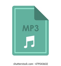 File MP3 icon in flat style isolated on white background. Document type symbol vector illustration