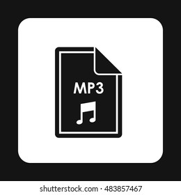 File MP3 icon in simple style isolated on white background. Document type symbol vector illustration