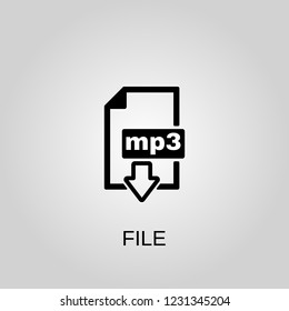 File mp3 icon. File mp3 symbol. Flat design. Stock - Vector illustration