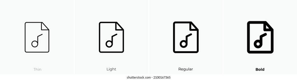 file music icon. Thin, Light Regular And Bold style design isolated on white background
